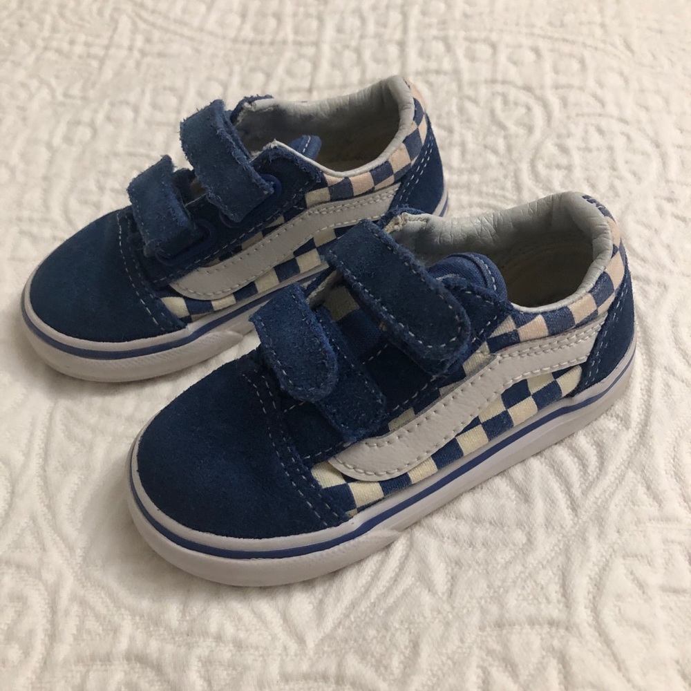 Blue Checker Old Skool Toddler Vans - Size 6 💙
